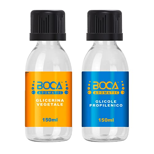  Kit Base VG/PG 300ml - 150ml Glicerina Vegetale + 150ml Glicole Propilenico  50-50  100% Made in Italy - Purezza Farmaceutica Certificata - BOCA AROMATIC ITALIA