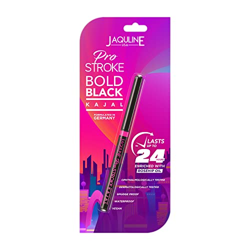 [Apply coupon] Jaquline USA Pro Stroke Bold Black Matte Kajal | Smudge Proof, Water proof, Vegan| 24Hr Stay