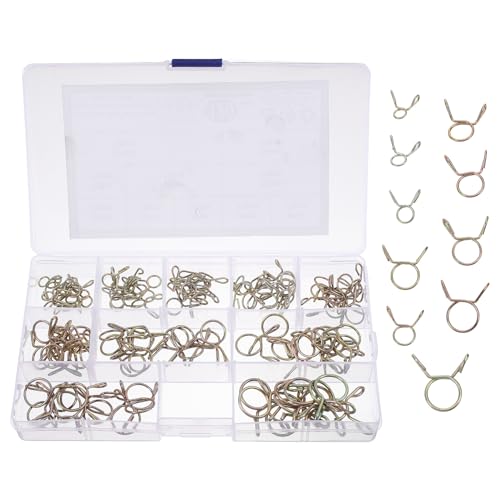 Yardwe 120pcs Zinc-plated Spring Hose Clamps Line Clamp Set Small Tube Clips for Fuel, Air, and Water Hoses in Automotive and Industrial Applications
