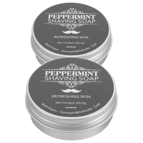 Healeved 2pezzi Natural Beard Shaving Soap with Peppermint Gentle Facial Cleansing Soap for Men Hydrating Skin Care Travel-friendly Design