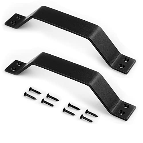 Image of S&Z TOPHAND 9 inch Sliding Barn Door Handle, Black Gate Handle Set, Door Pull, Pull Handle for Sliding Barn Door,Both Interior and Exterior Doors, Door Handle (2)