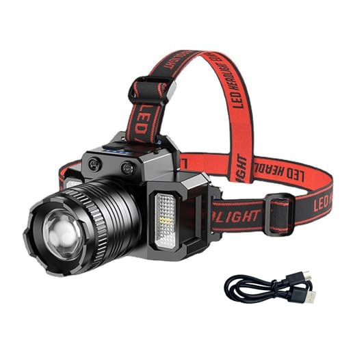Worparsen High-Brightness Wick Headlamp Distance Zoom Cycling Flashlight USB Rechargeable Led Head Lamp with 4 Modes Adjustable Outdoor Safety Warning Light for Black