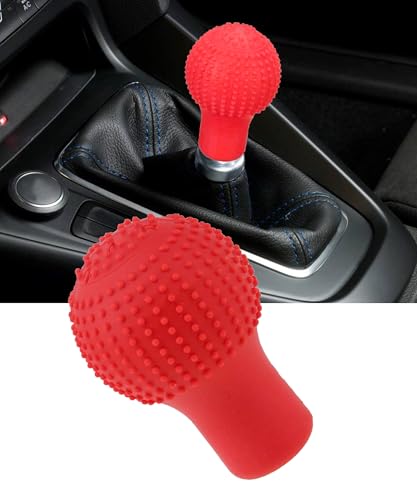 Flaconi Funda para pomo de cambio universal – Accesorios para coche, cubierta de marchas apto para la mayoría (rojo)