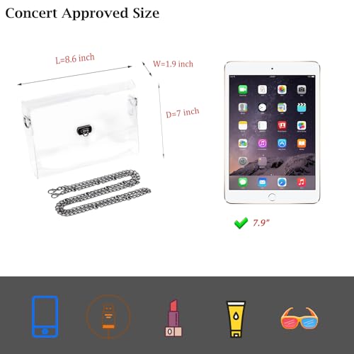 Image of JOMPARO Clear Purses for Women Stadium Events Clear Crossbody Bag with Metal Chain
