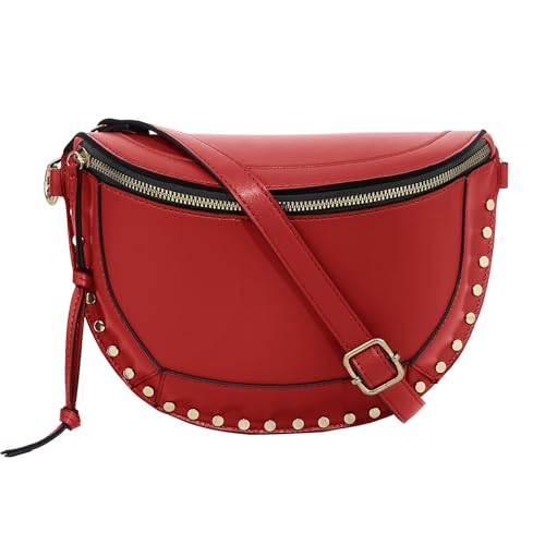 Checkered Crossbody Bag Studded Checkerboard Crossbody Bum Bag Alt Crescent Saddle Purse Studded Half Moon Handbag with Pouch