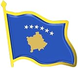 Kosovo Flag Lapel Pin - Enamel Metal National Badge | World Travel Souvenir Gifts for Men & Women | Country Flag Patriotic Brooch Bulk Pack of Pins for Hat, Tie, Clothes, Backpack (1pc)