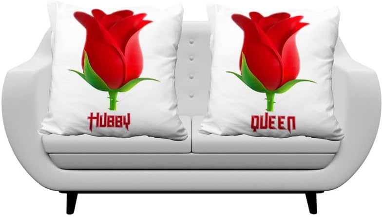 PrintingZone Hubby Wifey Cushion Pillow 12x12 with Filler for Couple King Queen Didi Jiju Mr & Mr Marriage Anniversary C13 Material Satin Pack of 2