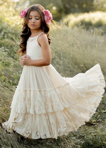 Boho Flower Girls Dresses Lace Embroidery Bridesmaid Dresses for Wedding Long Chiffon Party Dresses PT1274