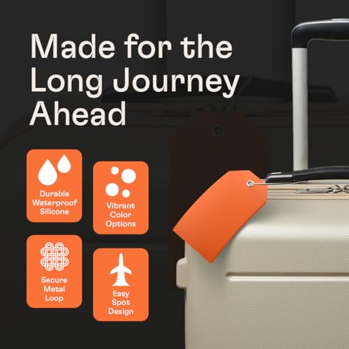 Shacke 2 Luggage Tag for Bags and Suitcases – Flexible Silicone Travel Accessory – Waterproof, Stylish, and Lightweight Bag Identifier with ID Card (Bright Orange) - Image 4