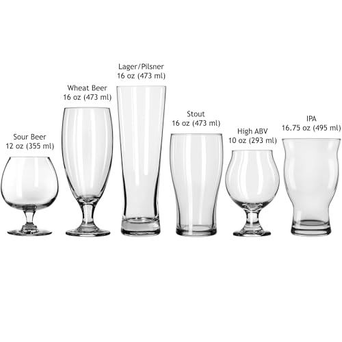 Image of Libbey Craft Brews Assorted Beer Glasses Set of 6, Versatile, Premium Beer Glass Set, Craft Beer Glasses for Pilsner, Stout, Lager, IPA & More