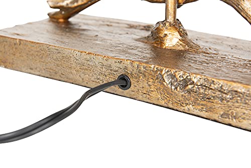 Creative Co-Op Rustic Resin Bird Table Lamp With Black Rectangle Shade, Gold Finish #TOP4
