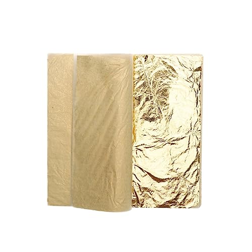 HAWILLOSCH 100 Hojas hoja de oro proyectos de papel dorado pintura de pan de oro adhesivo de pan de oro decoración lámina metálica dorada kit de baño de oro papel imitación pan de oro Golden