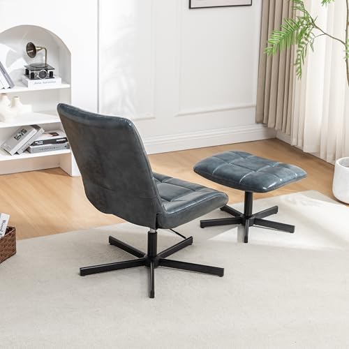Sillón tufted azul piel sintética y metal miniatura 7