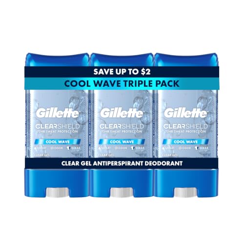 Gillette Antiperspirant and Deodorant for Men, 72hr Sweat & Odor Protection, Long Lasting Freshness, Anti-White Mark Technology, Clear Gel, Cool Wave Scent, 3.8 oz (Pack of 3) - image 1