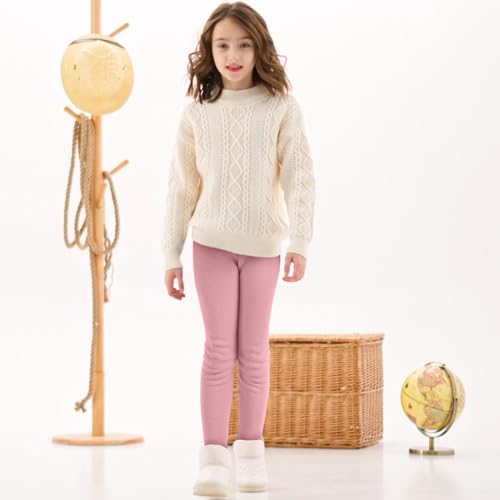 Booph Girls Winter Leggings Fleece Lined Kids Basic Pants For 7-8 Years Pink thumb #4