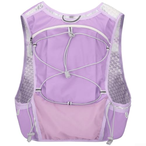 ZWEquipint Mochila de hidratación ligera con bolsa de 2 L, chaleco resistente al agua para ciclismo, senderismo, paquete de malla transpirable con tiras reflectantes, color negro (morado)