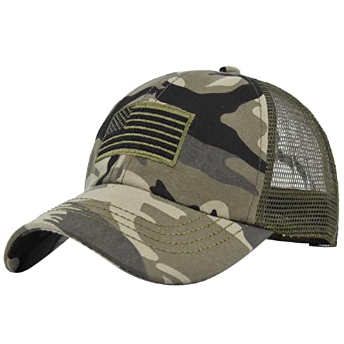 Genérico Mujeres Hombres Sombrero de Sol Estrella Algodón Gorra de Béisbol Camionero Sombrero Ajustable Sombrero Vaquero 2 Años, camuflaje, Talla única
