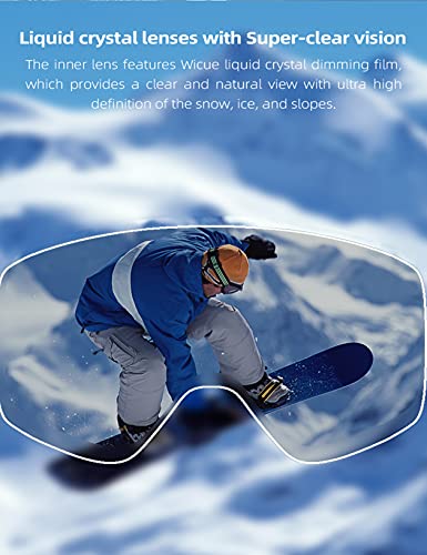 Wicue Ski Goggles, Hi-Tech 0.1S Auto Dimming, Hd Lcd Lens, 100% Uv Protection, Snowboard Snow Goggles For Men Women Adult Youth, Blue #TOP4