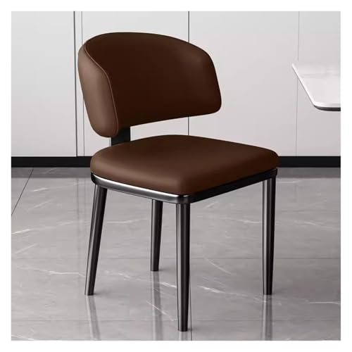 WIGSELBL Sillas de comedor tapizadas, sillas de cocina modernas con respaldo alto, sillas de comedor laterales de piel sintética con patas de metal para cocina y sala de estar (marrón)