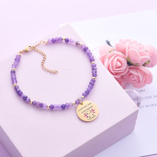Melix Home Axolotl Gifts Bracelet Cartoon Kawaii Stuff For Fans Teen Women Birthday Present Natural Stone Bracelets3