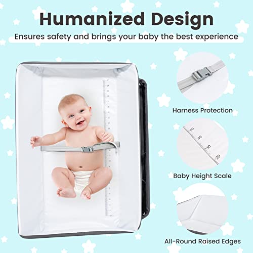 Image of HONEY JOY Changing Table, Folding Nursery Organizer with Open Shelf & Safety Belt, Portable Diaper Changing Station for Newborn (Gray, Basic)