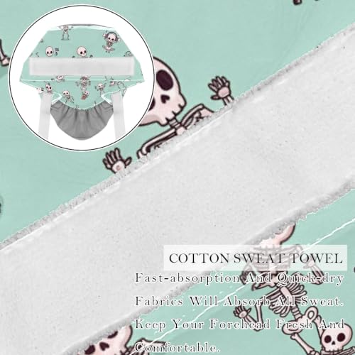 Image of 2 PCS Bouffant Cap with Button Ponytail Pouch Working Cap Sweatband Adjustable Surgical Cap Black and White Cow