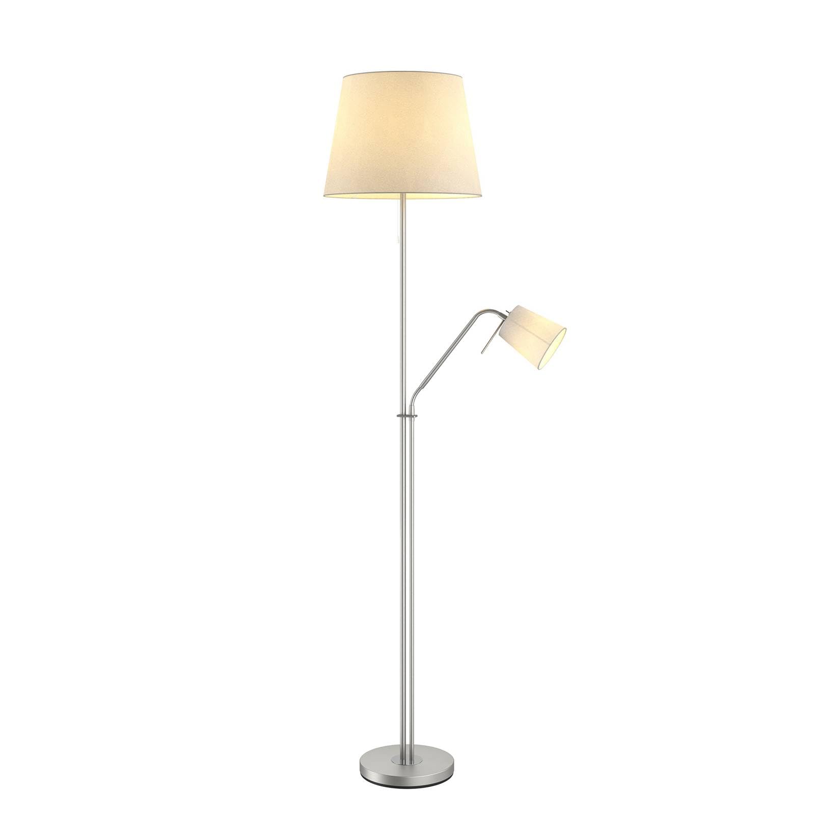 Lindby Lámpara de pie Nantwin (Moderno) en Blanco hecho Textura, Tela Tejido Seda e.​o. para Salón & Comedor (1 llama E27) lámpara textil