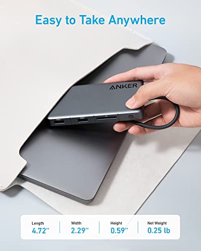 Image of Anker 341 USB-C Hub (7-in-1, 4K HDMI Display) with 3 5Gbps USB-C and USB-A Data Ports, Max 100W Power Delivery, Ethernet for Lenovo, Dell XPS, HP Laptops, MacBook, Ipad, and More