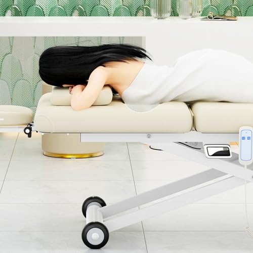 Image of Electric Massage Table, Electric Lift Motor Height adjustable and Manual Backrest Adjustable Angle for Treatment /Medical Spa /Facial Bed /Beauty Bed /Massage Bed and More - 31.2 Wide x 75 Long - White