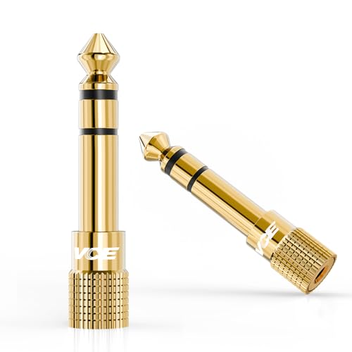 VCE HQ Audio Klinken Adapter 6,35mm Stecker auf 3,5mm Klinke Buchse Stereo Kopfh&ouml;rer Adapter Vergoldet f&uuml;r Keyboard, Lautsprecher, Gitarre, Klavier, 2 St&uuml;ck