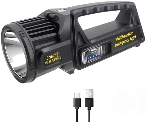Bastlix LED Flashlight Rechargeable Spotlight, 100000 Lumen Super Bright Torch Light with Foldable Tripod, 8000mAh Battery, Waterproof Long Range Handheld Searchlight for Outdoor, Camping, Power Cut-image-16