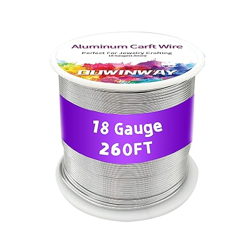 18Gauge Silver Aluminum Crafts Wire 260FT, for Jewelry Crafting, Gemstone Metal Coiling, Sculpting, Armature, Jewelry Making Beading Floral Soft DIY Metal Craft Art Wires Colored and Soft