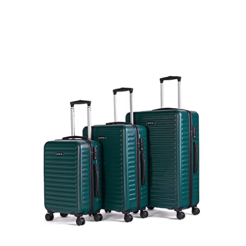 Image of Assembly Hard Body Set of 3 Polycarbonate Luggage 74cm, 62cm (Check in) & 54cm (Cabin) Hardsided Suitcase Trolley Forest Green