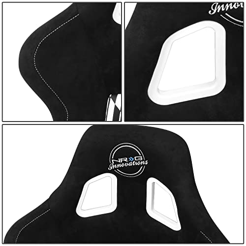 Nrg Innovations Nrg-Frp-302-Yaba Fiber Glass Black/White Yaba Design Fixed Back Bucket Racing Seat W/Side Mount Bracket #TOP2