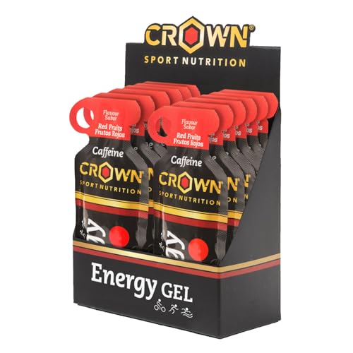 Crown Sport Nutrition Energy Gel | Carbohidratos + BCAA, Arginina, Taurina y Electrolitos | Textura líquida, con y sin cafeína | Vegano | Sin alérgenos