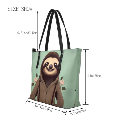 Cartoon Sloth Stylish Waterproof Handbag for Women - Lightweight Travel Tote with Double-Sided Digital Print, Large Capacity2