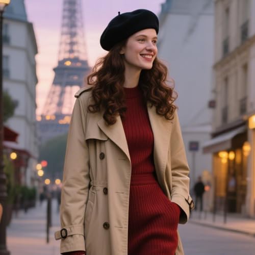 Image of Jolbndcv 6PCS Beret, French Beanie, Outdoor, Winter, Fashion Lady Hat | One Size Fits Most,Solid Color,Stretchable,for All Season