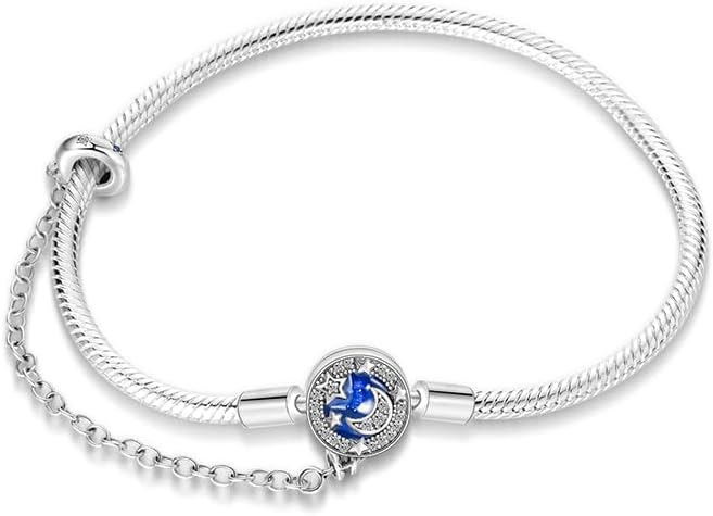 Pandach 925 Sterling Silver Charm Bracelet For Woman Basic Butterfly Heart clasp Snake Chain Bracelet Gift for Teen Mother Daughter