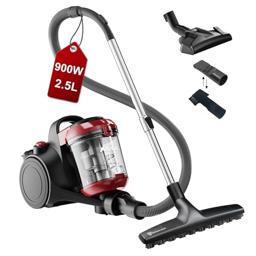 Akitas C10P 900W Beutelloser Staubsauger ohne Beutel – Mit Deutscher Wessel Werk D320 Hartbodenbürste aus Naturhaar, 32 cm, ideal für Parkett, Laminat & Fliesen