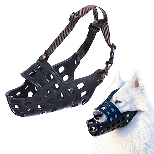 Mayerzon Dog Muzzle, Breathable Basket Muzzle for Small Medium Large Dogs for Barking Biting and Chewing (S, Black)