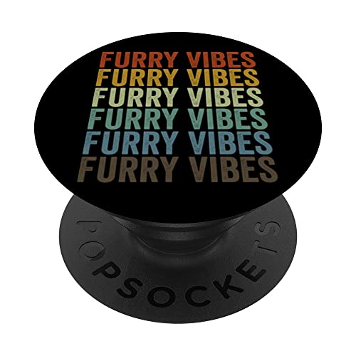 Furry Vibes Furry Fandom Furry Vibes Fursuit PopSockets Swappable PopGrip, Black