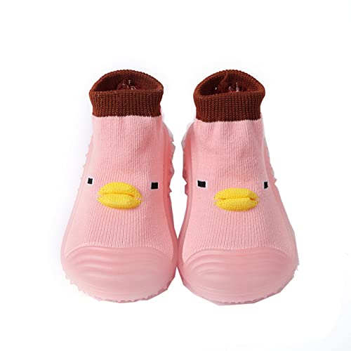 Baby Shoes Boy Girl Infant Sneakers Baby Home Slippers Cartoon Warm House Slippers for Infant Lined (Pink, 9.5 Toddler)