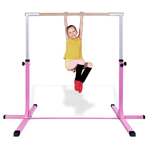 Costzon Junior Training Bar, Gymnastics Adjustable Steel Gymnastic Horizontal Bar (Pink)