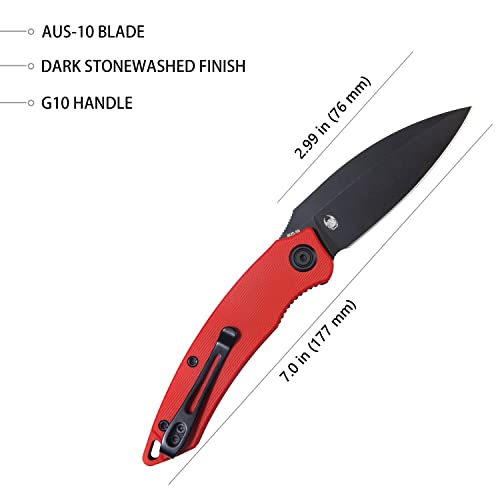 Kubey Leaf Ku333B Pocket Knife For Edc, Small Folding Knife With 2.99 Inch Blade G10 Handle, Reversible Deep Carry Pocket Clip For Camping Hunting Hiking #TOP1