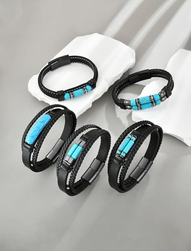 Turquoise Bracelet for Men Leather Men Bracelet4