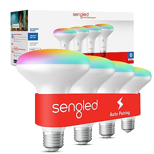 Image of Sengled Alexa Light Bulb, BR30, S1 Auto Pairing with Alexa Devices, Smart Flood Light Bulb that Work with Alexa, Multicolor Dimmable, E26,RGBW Lights, 65W Equivalent Recessed, No Hub Required, 4-Pack