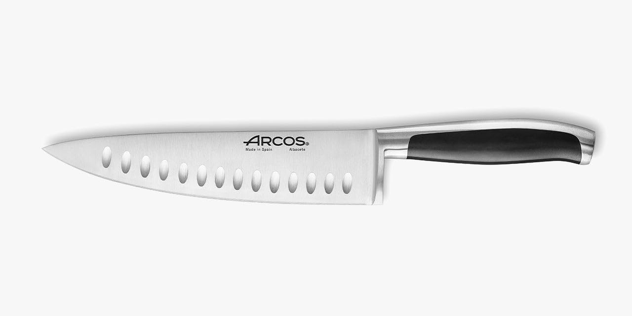 Arcos Coltello Chef in Acciaio Inossidabile – Doppio Affilato Professionale per Tagliare Alimenti, Manico Ergonomico in Poliossimetilene, Lama da 210 mm – Nero, Serie Kyoto