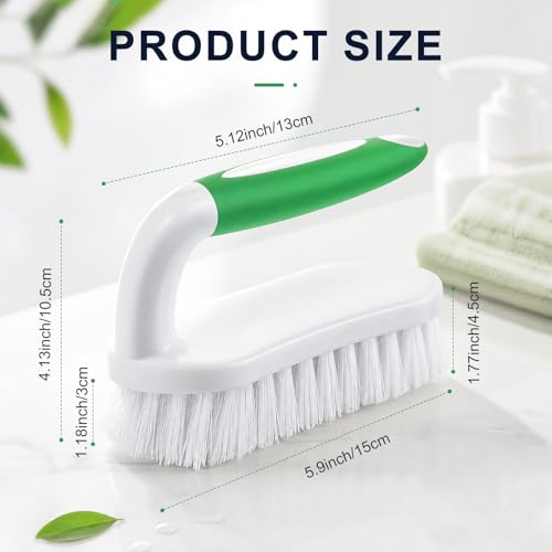 Image of Lallisa 24 Pcs Scrub Brush Bulk for Cleaning with Handle, Green | Heavy Duty Stiff Bristles Scrubber Brushes, Ergonomic Handle, Flexible for Bathroom Kitchen Floor Shower Tile Carpet Use