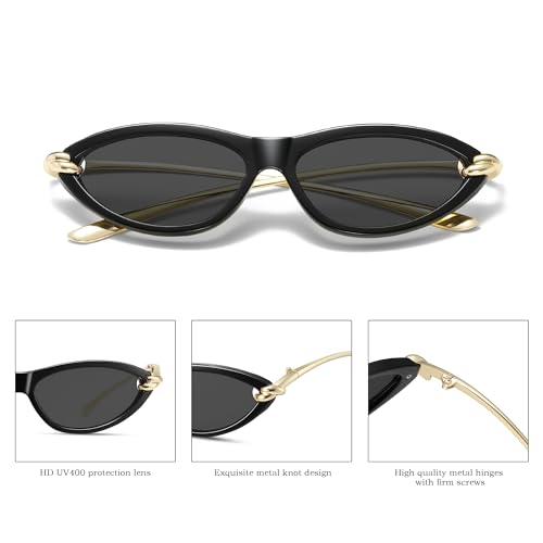 Retro Oval Cat Eye Sunglasses for Women Y2k Small Cateye Sun Glasses Womens Trendy 90s Designer Narrow Shades CS0133