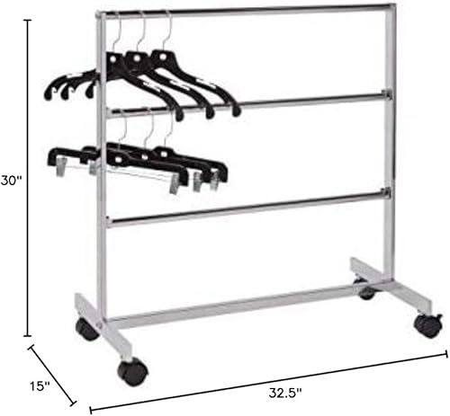 Miniatura 2 de Perchero de almacenamiento cromado con barras de suspensión, 3 barras para estante incluido